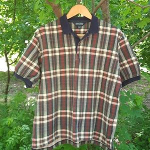 Lands End plaid short sleeve polo shirt